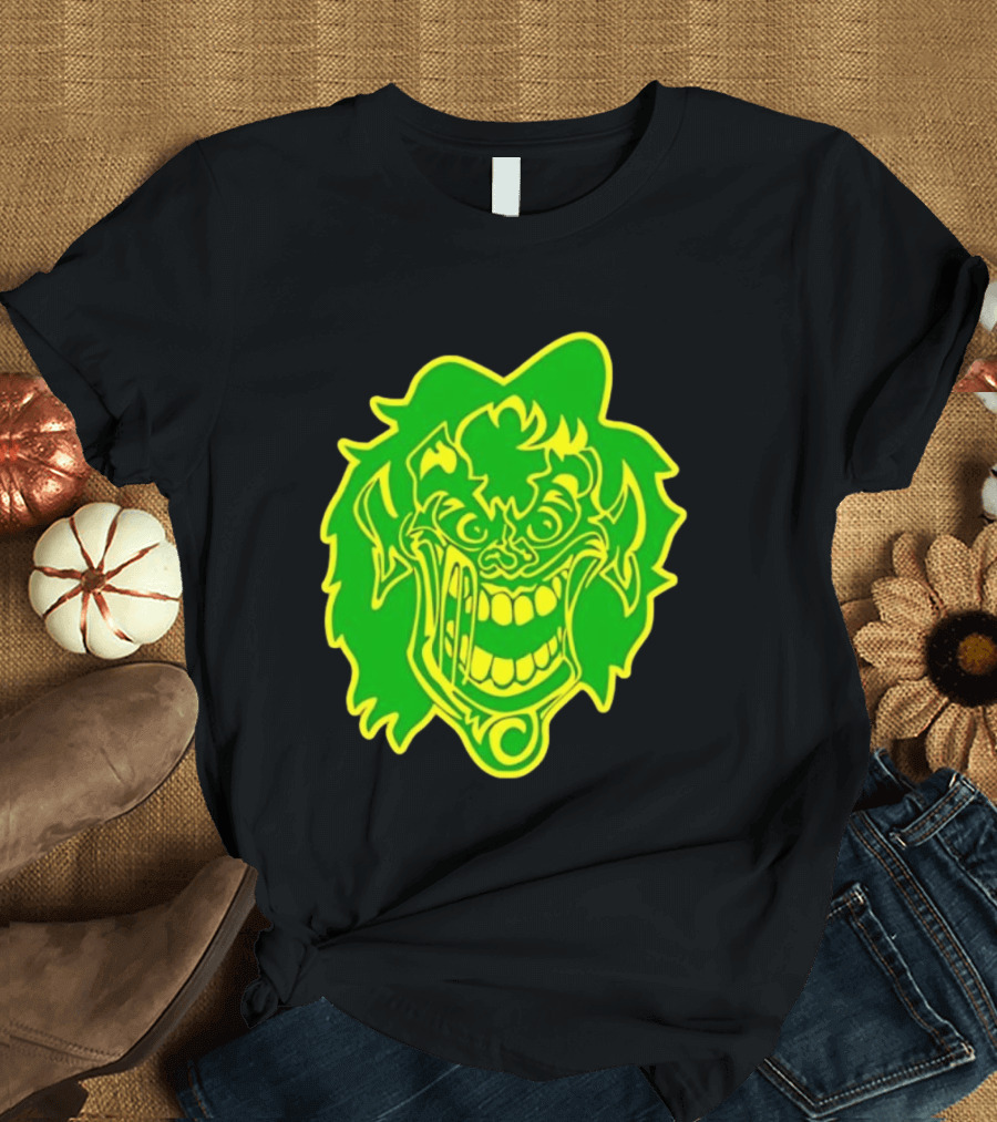 Insane Clown Posse Hatchetman Wicked Clown Face Neon Green Yellow T-Shirt