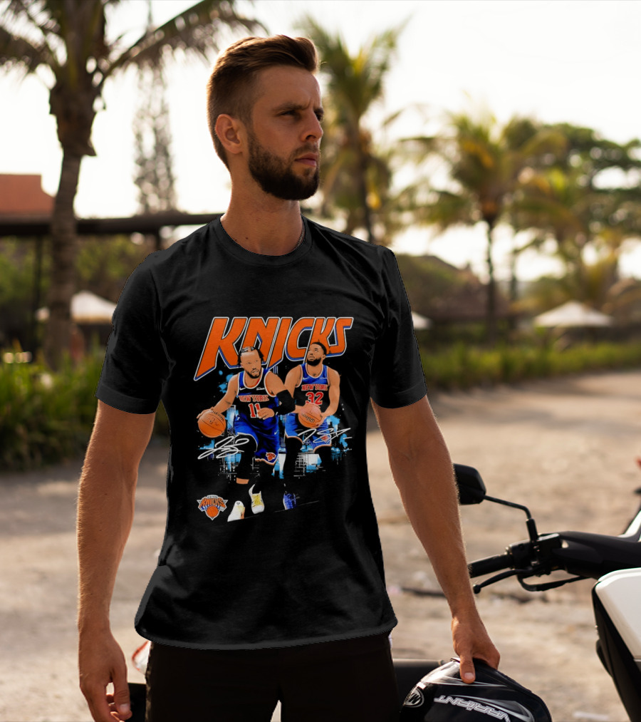 New York Knicks Jalen Brunson 11 Karl Anthony Towns 32 Dribbling Skills T-Shirt
