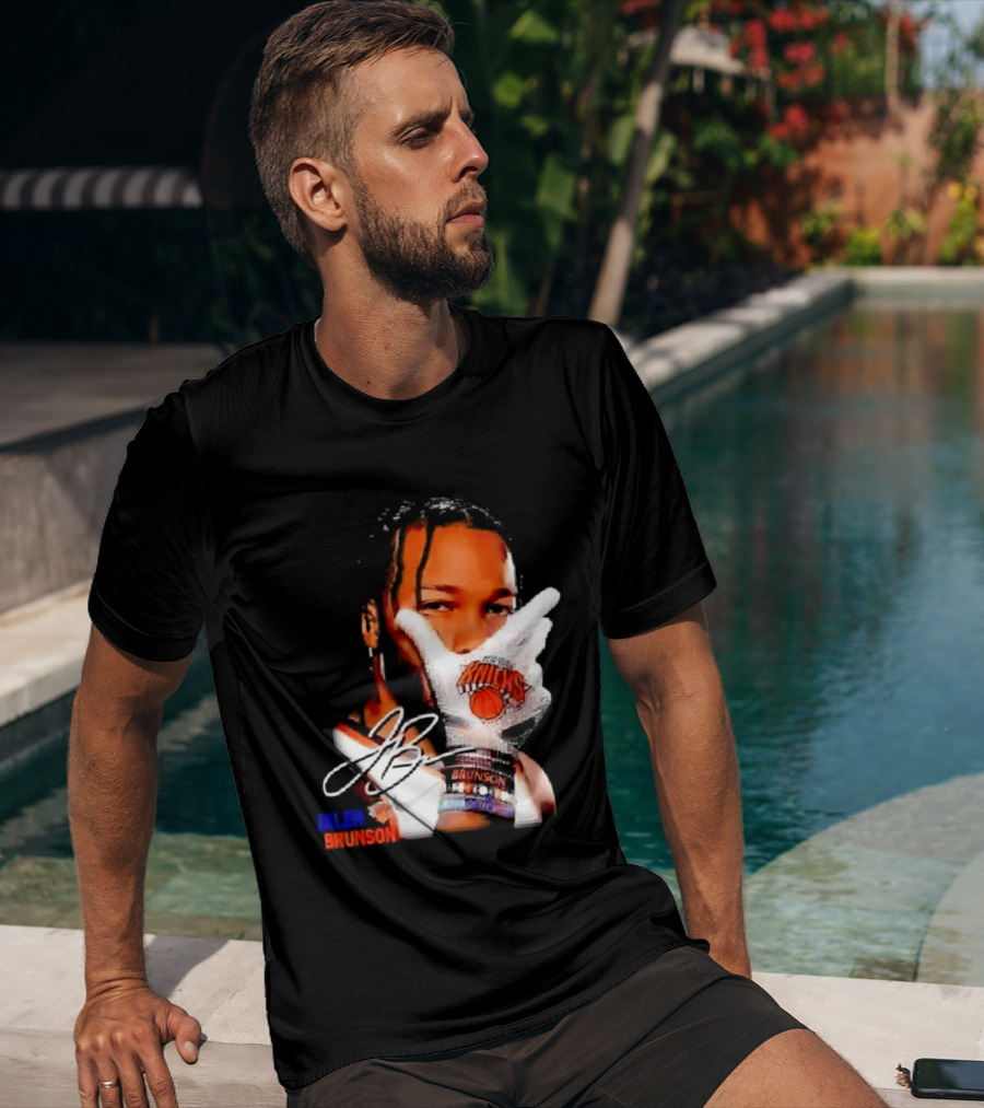 Jalen Brunson Knicks Gesture With Glove And JB Signature T-Shirt