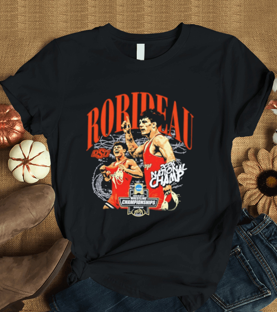 Landon Robideau Oklahoma State Wrestling 2026 National Champ Robideau NCAA T-Shirt