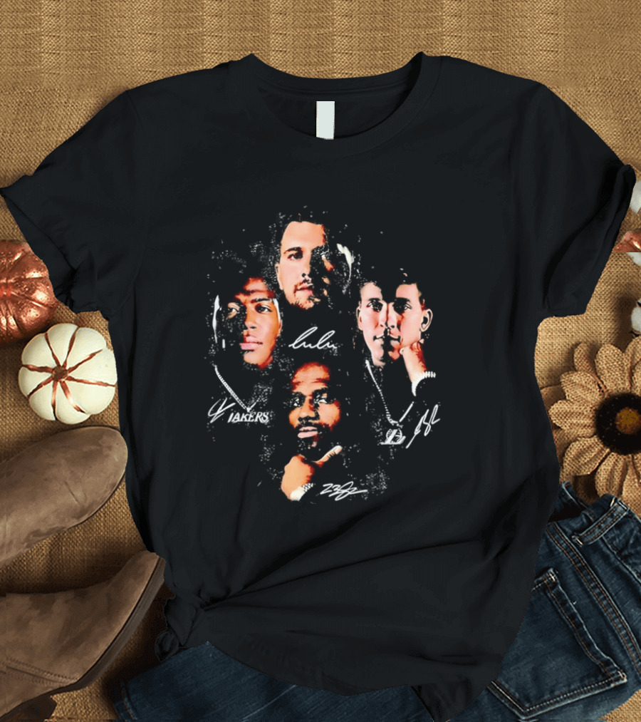 Lulu Lakers 23 Collage Featuring Iconic Player Portraits And Signature T-Shirt