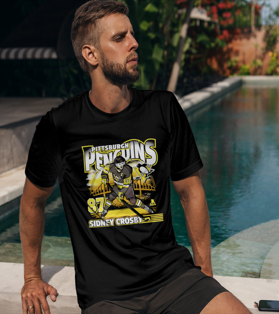 Pittsburgh Penguins Sidney Crosby 87 Hockey Action T-Shirt