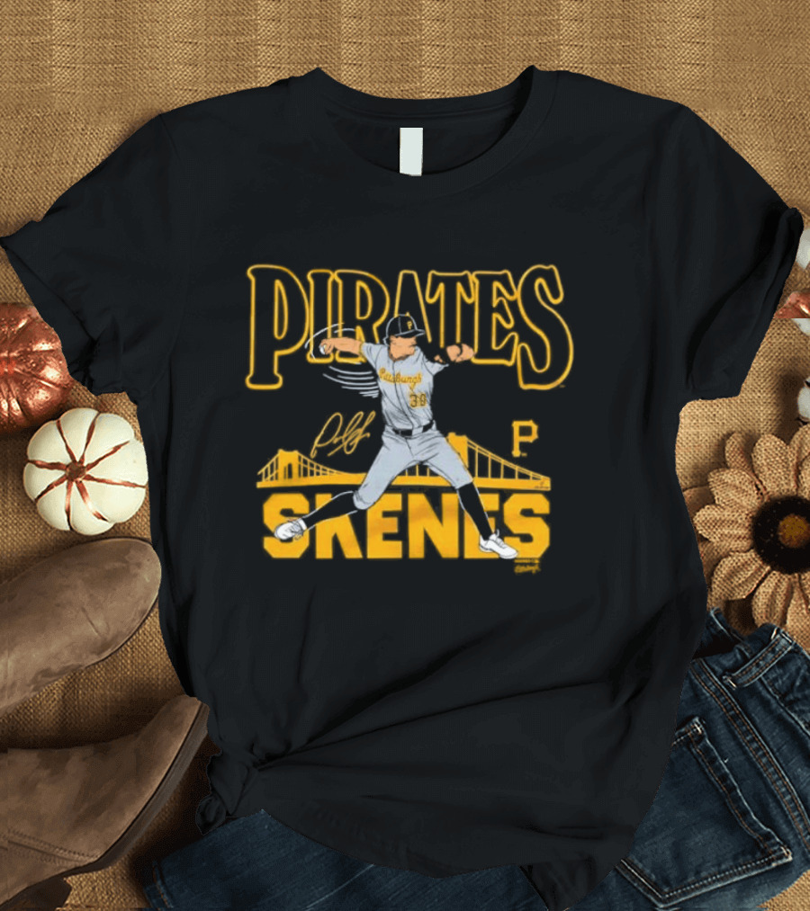 Pittsburgh Pirates Paul Skenes Signature Bridge T-Shirt