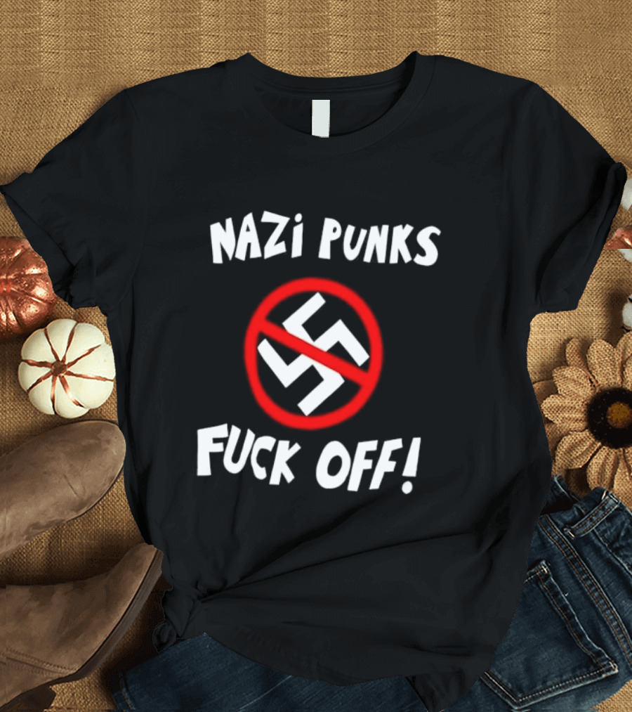 Nazi Punks Fuck Off Swastika Ban Circle T-Shirt