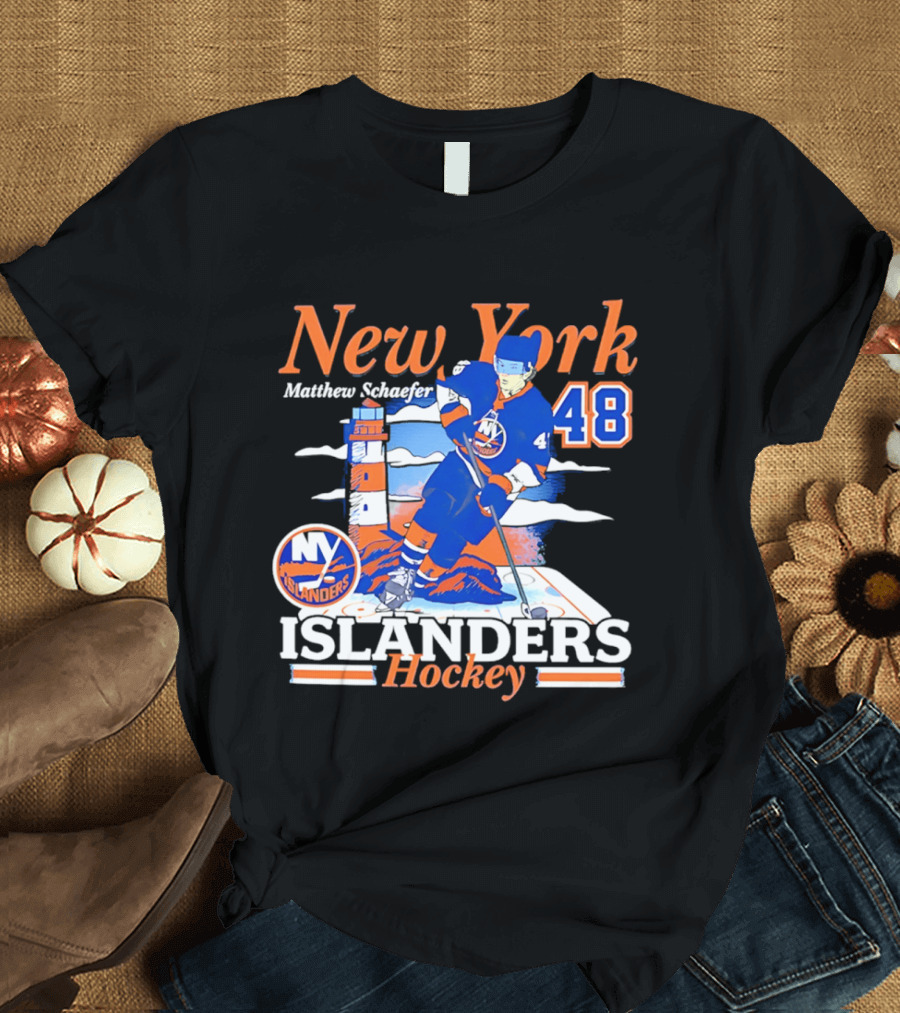 New York Islanders Matthew Schaefer 48 Hockey Team T-Shirt