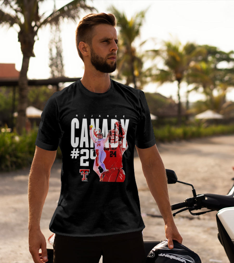 NiJaree Canady 24 Texas Tech Softball Player Pose With Team T-Shirt