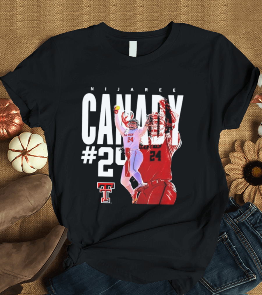 NiJaree Canady 24 Texas Tech Softball Player Pose With Team T-Shirt