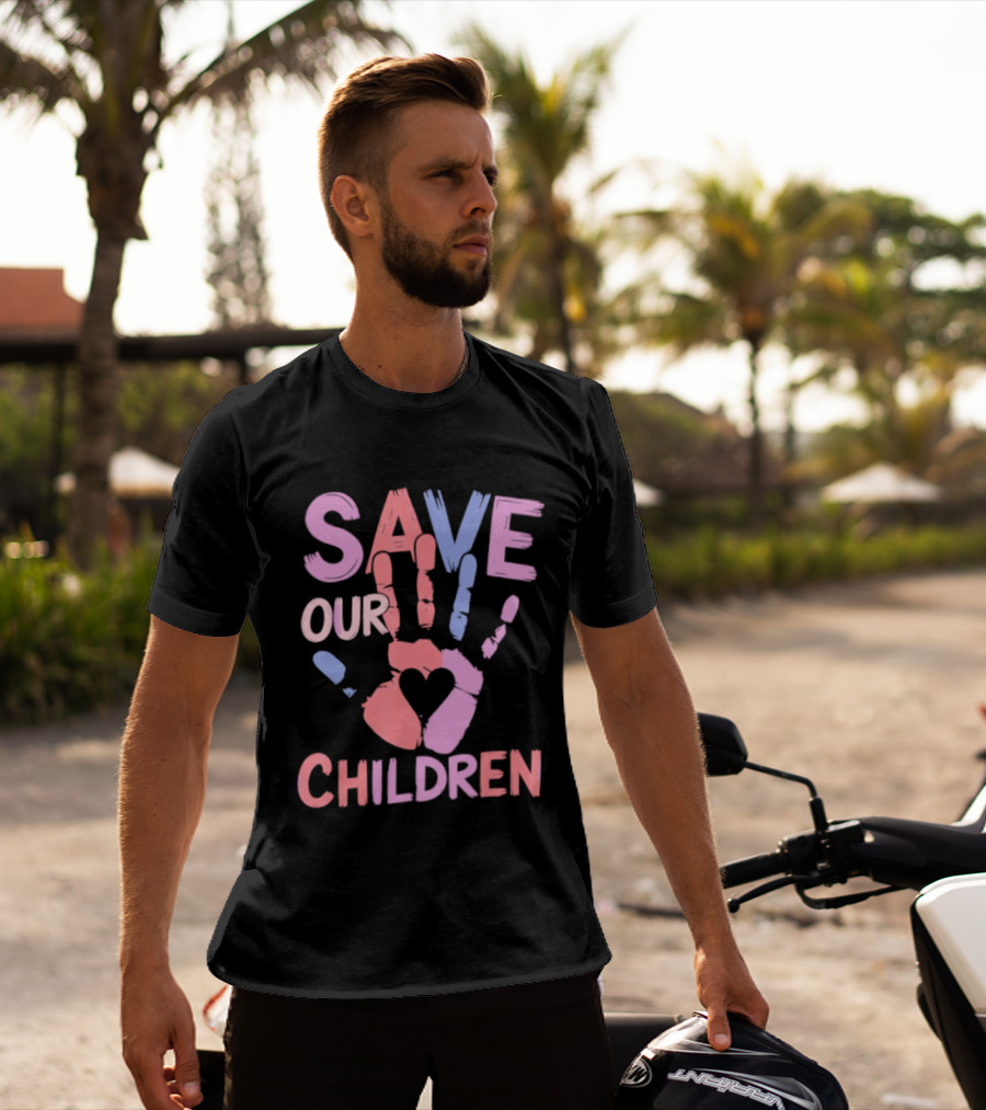 Save Our Children End Human Trafficking Awareness Handprint Heart T-Shirt