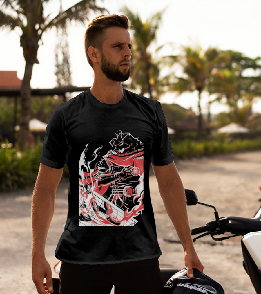 Technoblade Of War Gamer Tribute Epic Medieval Style Scarf And Flames T-Shirt