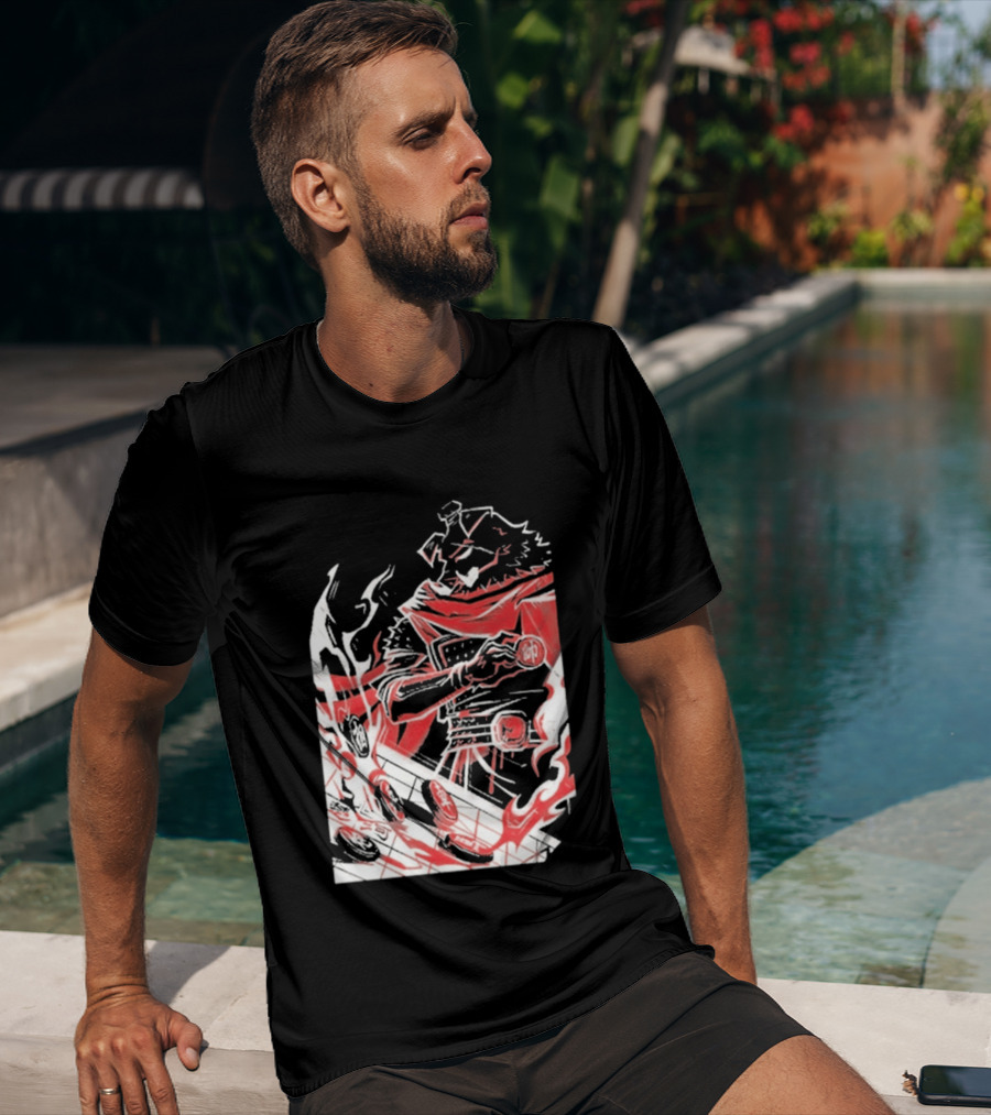 Technoblade Of War Gamer Tribute Epic Medieval Style Scarf And Flames T-Shirt