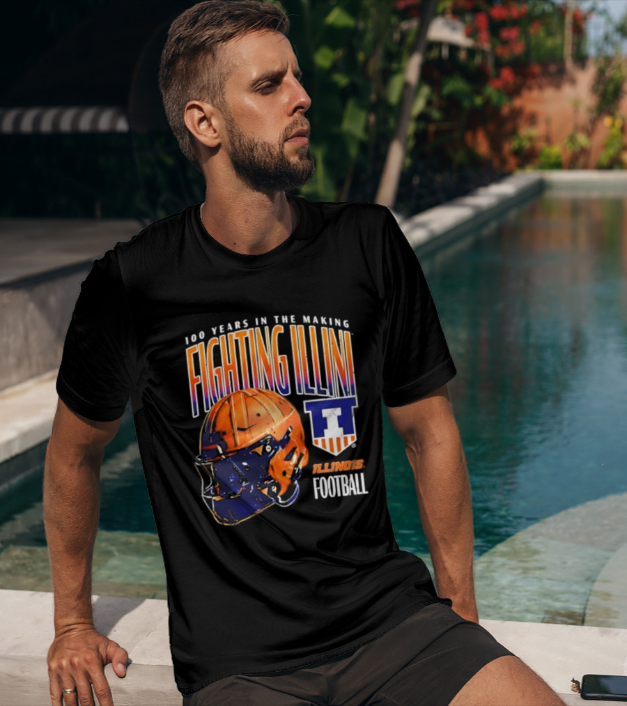 Fighting Illini 100 Years In The Making 2023 Illinois Football Helmet T-Shirt