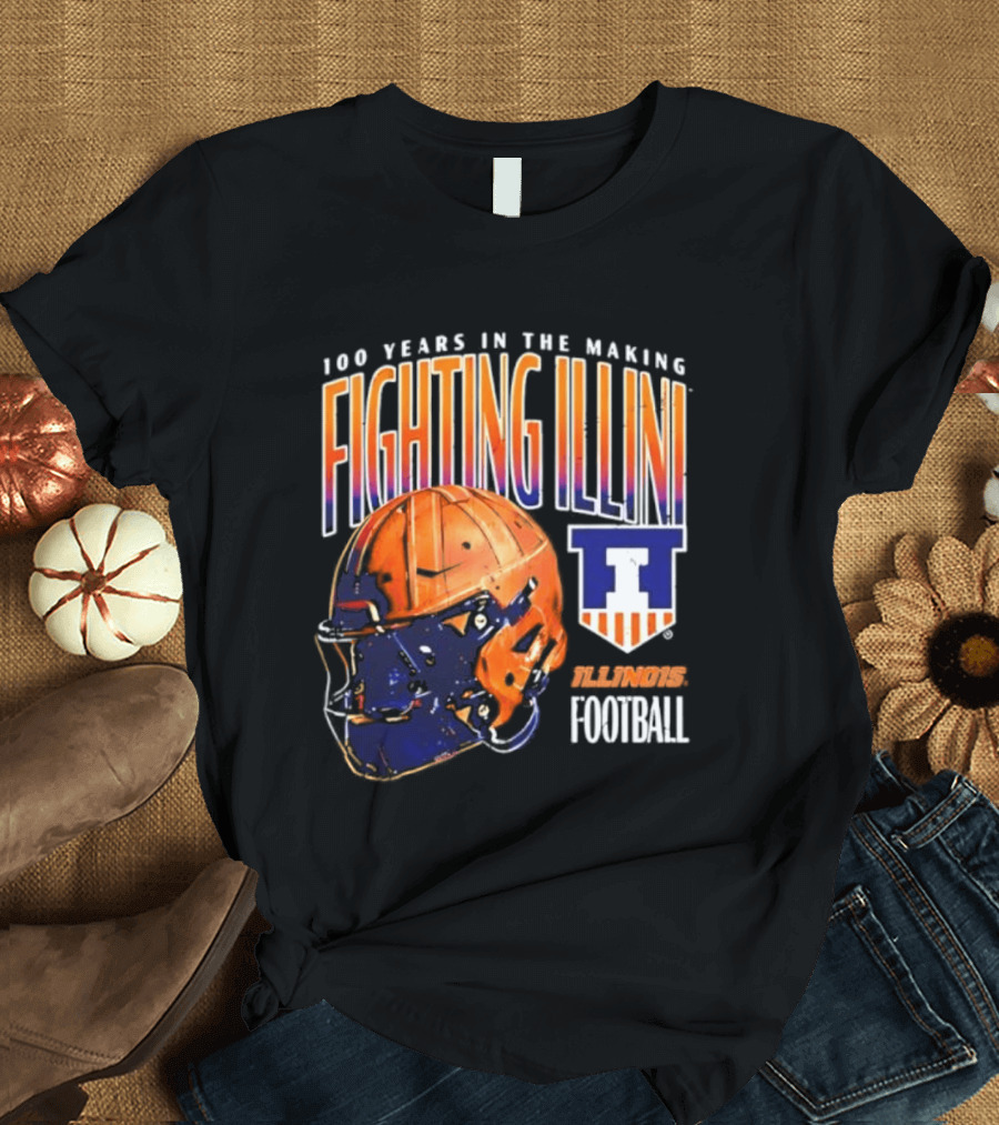 Fighting Illini 100 Years In The Making 2023 Illinois Football Helmet T-Shirt