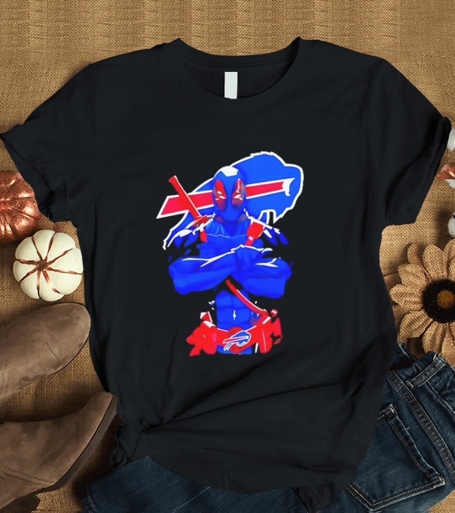 Deadpool Meditation Buffalo Bills Super Hero Football Fan T-Shirt