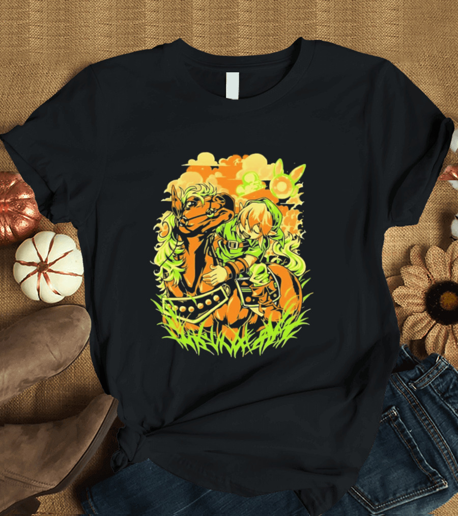 Legend Of Zelda Link And Epona Journey Through Hyrule Fields Adventure T-Shirt