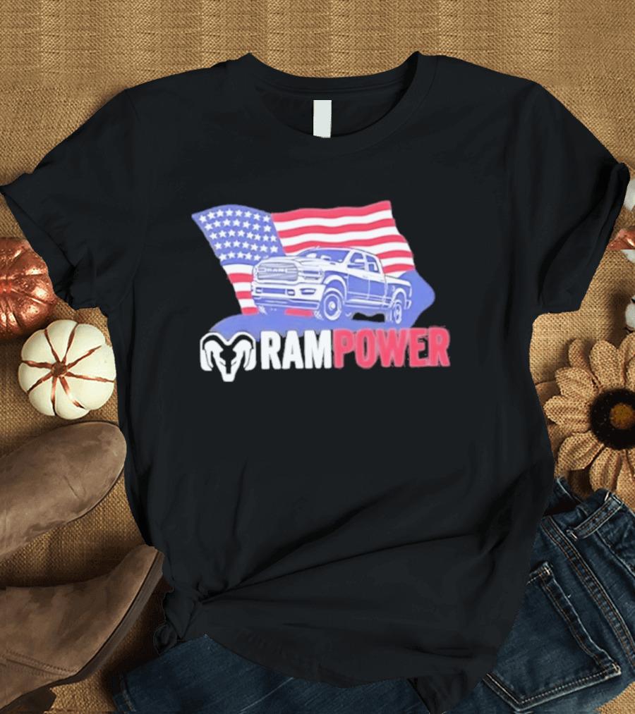 Ram Power American Flag Truck Patriot T-Shirt