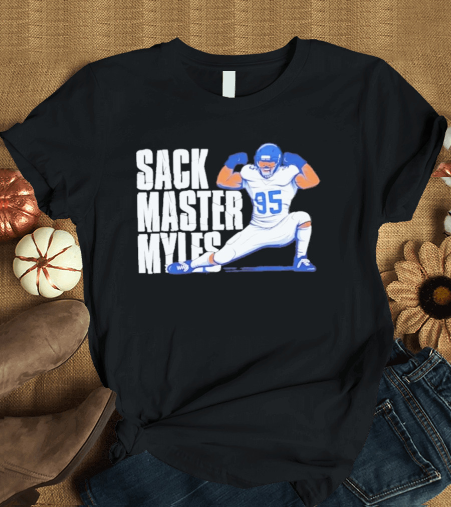 Myles 95 Sack Master Football Pose T-Shirt