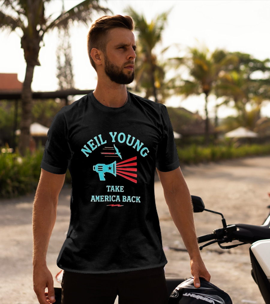 Neil Young Take America Back Megaphone And Bird T-Shirt