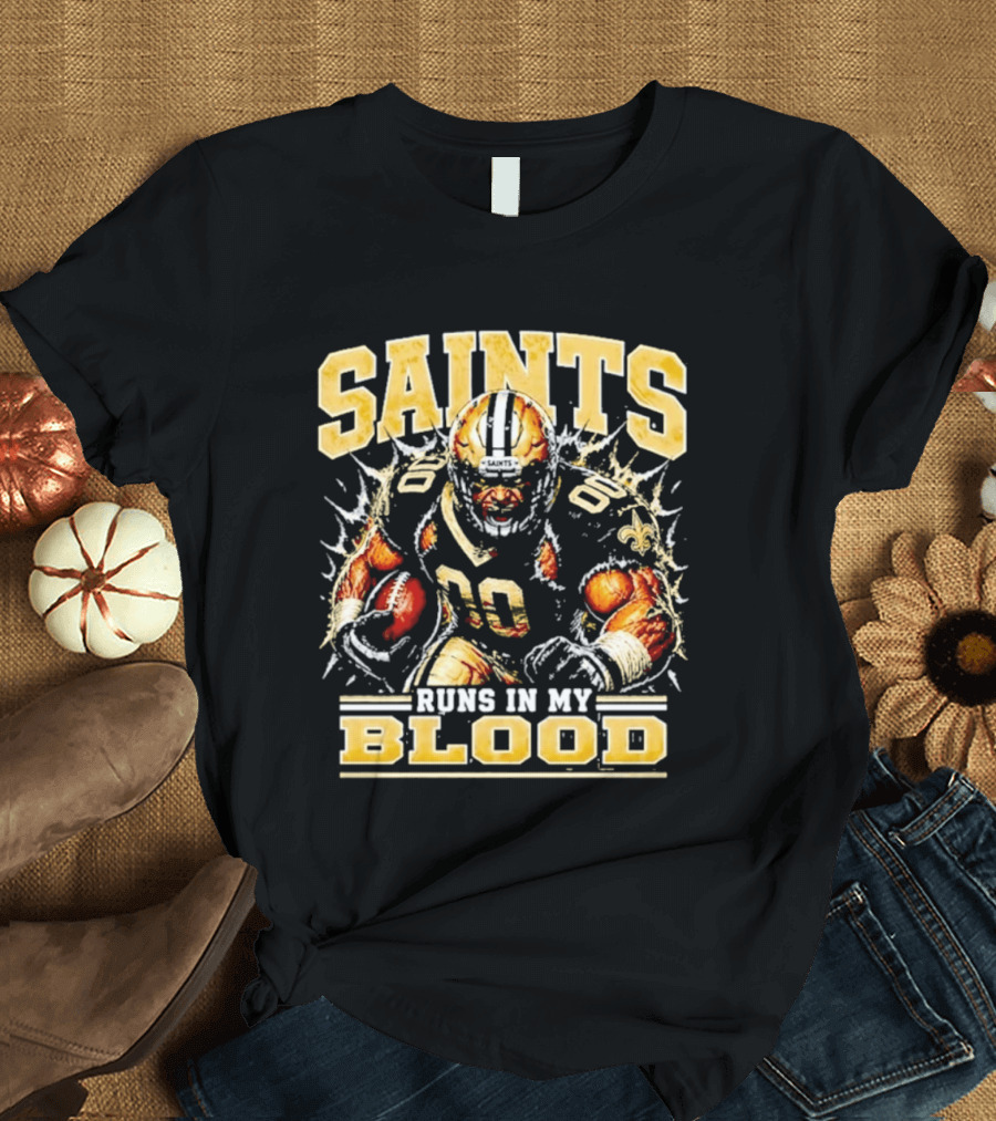 New Orleans Saints Football Runs In My Blood Team Player T-Shirt