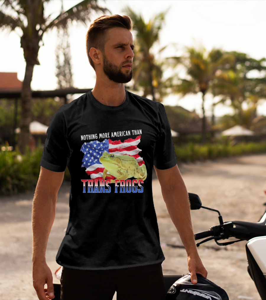 Nothing More American Than Trans Frogs Pride USA Flag Frog T-Shirt