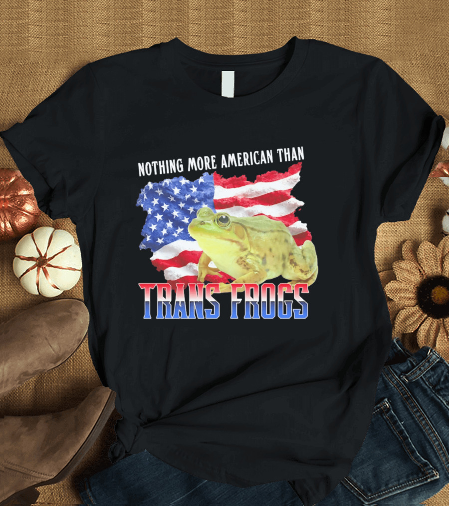 Nothing More American Than Trans Frogs Pride USA Flag Frog T-Shirt