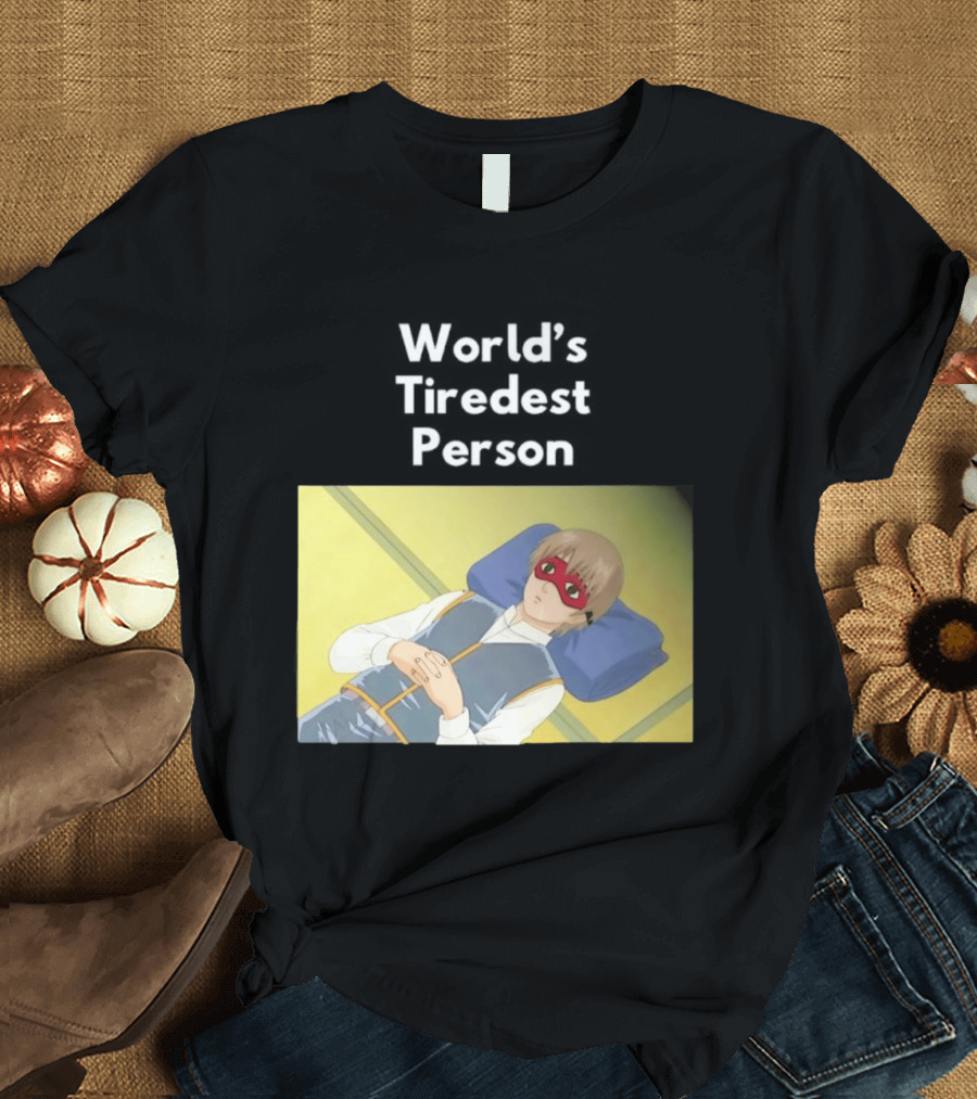 Okita Sougo World's Tiredest Person Anime Character Relaxing T-Shirt
