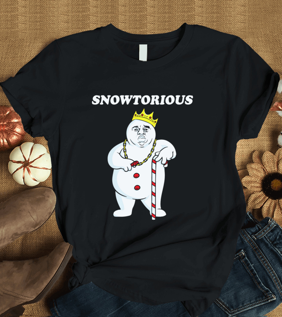 SNOWTORIOUS Funny Christmas King Snowman With Crown And Candy Cane T-Shirt