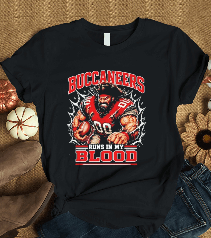 Buccaneers Runs In My Blood Football Player Team Spirit T-Shirt