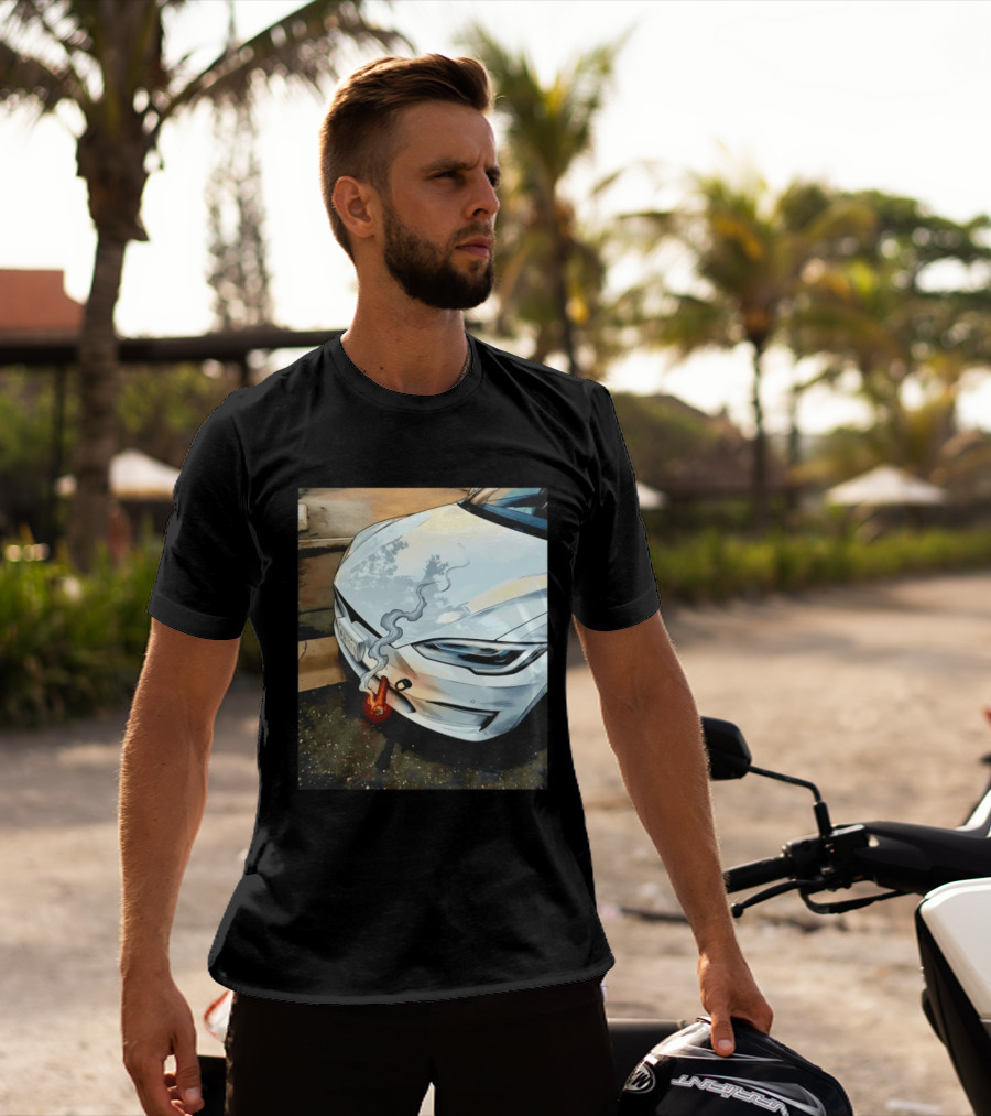 Tesla Car Smoking Light It Up T-Shirt