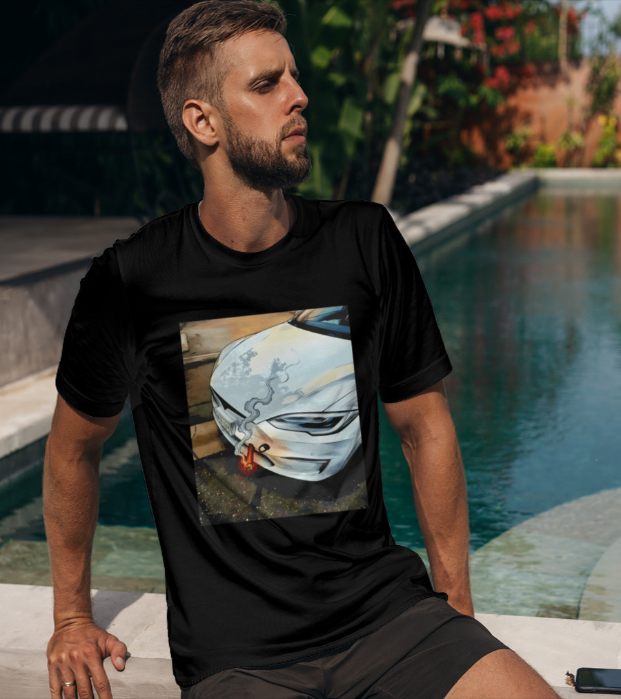 Tesla Car Smoking Light It Up T-Shirt