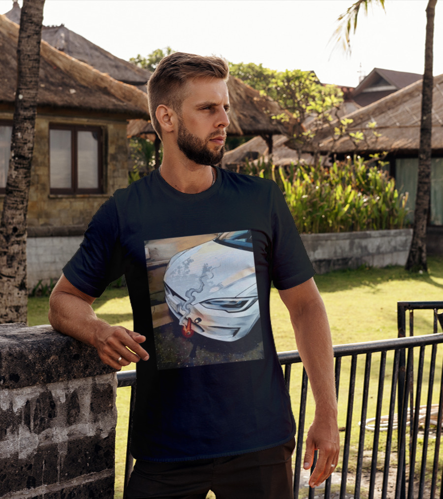 Tesla Car Smoking Light It Up T-Shirt