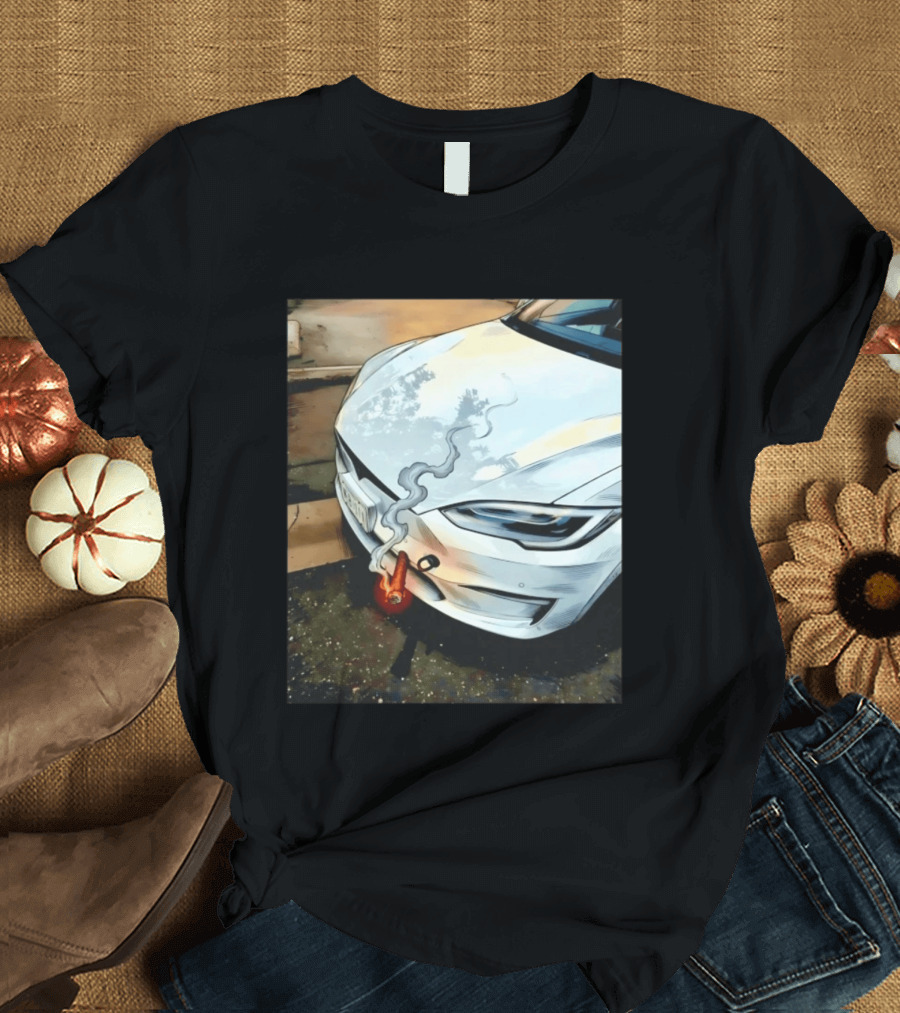 Tesla Car Smoking Light It Up T-Shirt