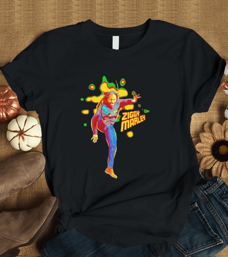 Ziggy Marley Vibrant Reggae Music Legend Performance T-Shirt