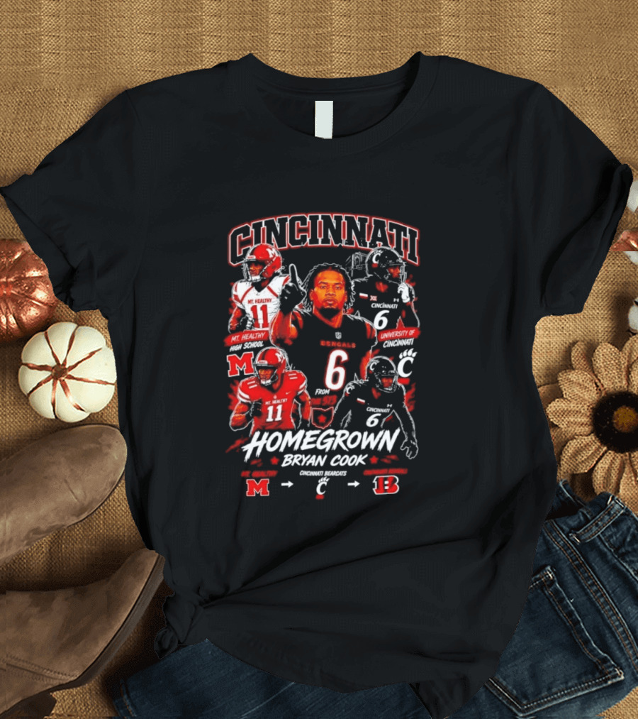 Cincinnati Bearcats Homegrown Bryan Cook University Of Cincinnati Mt. Healthy T-Shirt
