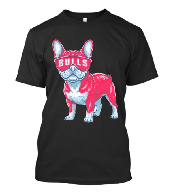 Chicago Bulls French Bulldog Wearing Bulls Glasses T-Shirt