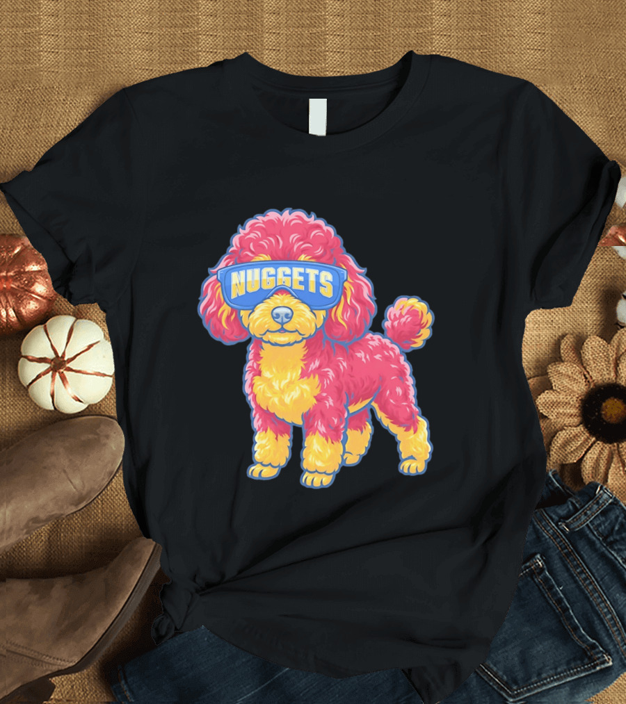 Denver Nuggets Teacup Poodle Wearing Oversized Glasses T-Shirt
