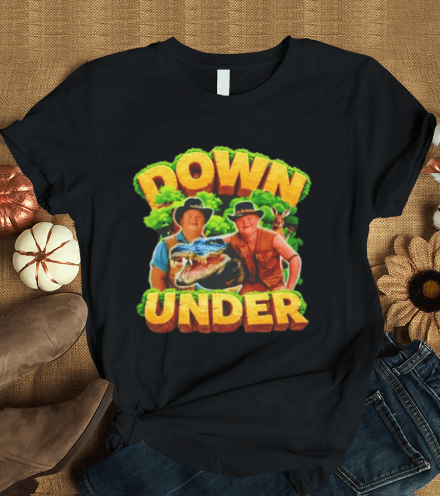 Down Under Crocodile Hunter Adventure With Outback Characters T-Shirt