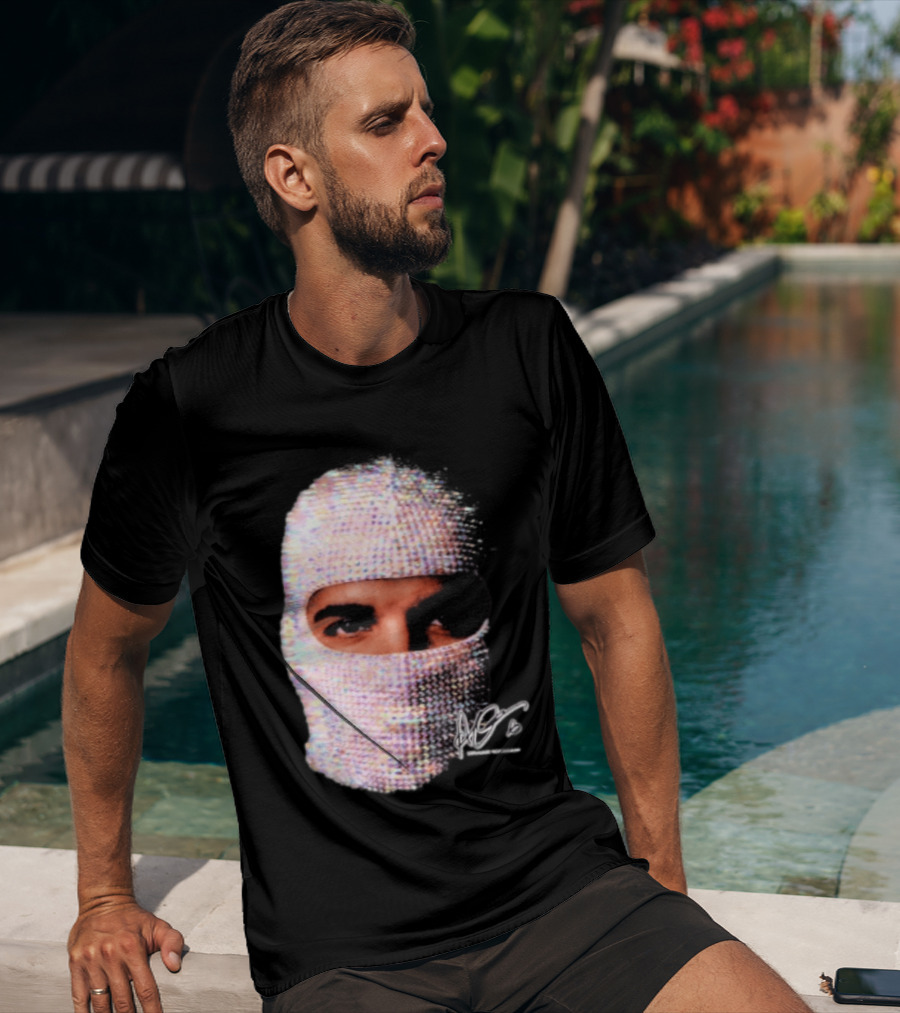 Drake Iceman Mask Jewel Encrusted Balaclava T-Shirt