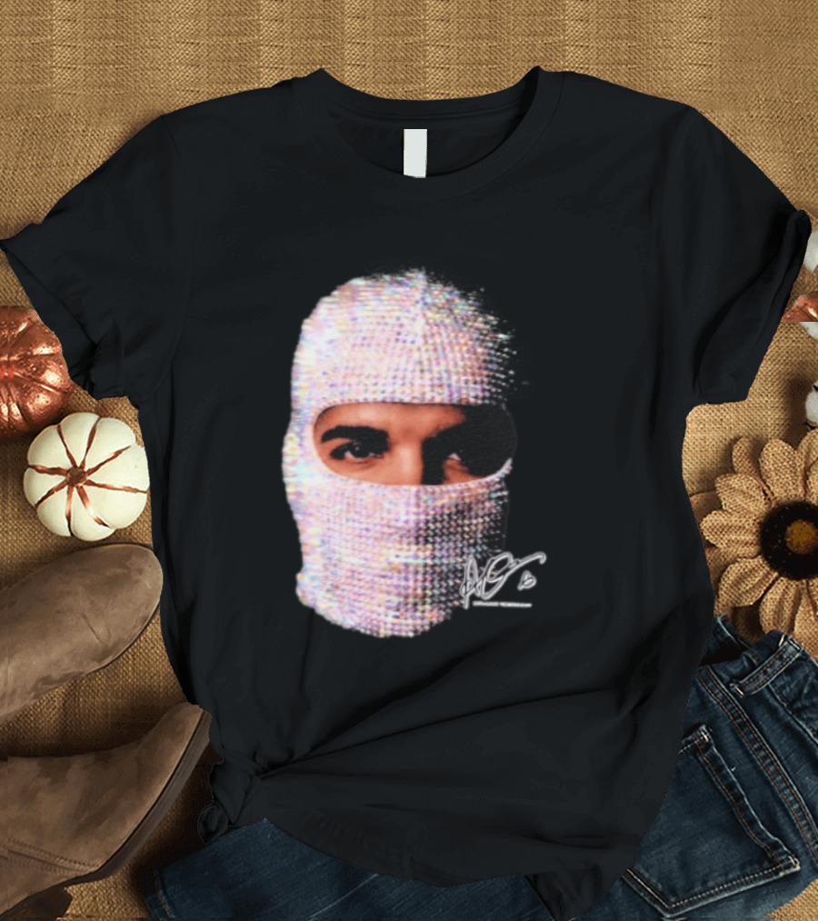 Drake Iceman Mask Jewel Encrusted Balaclava T-Shirt