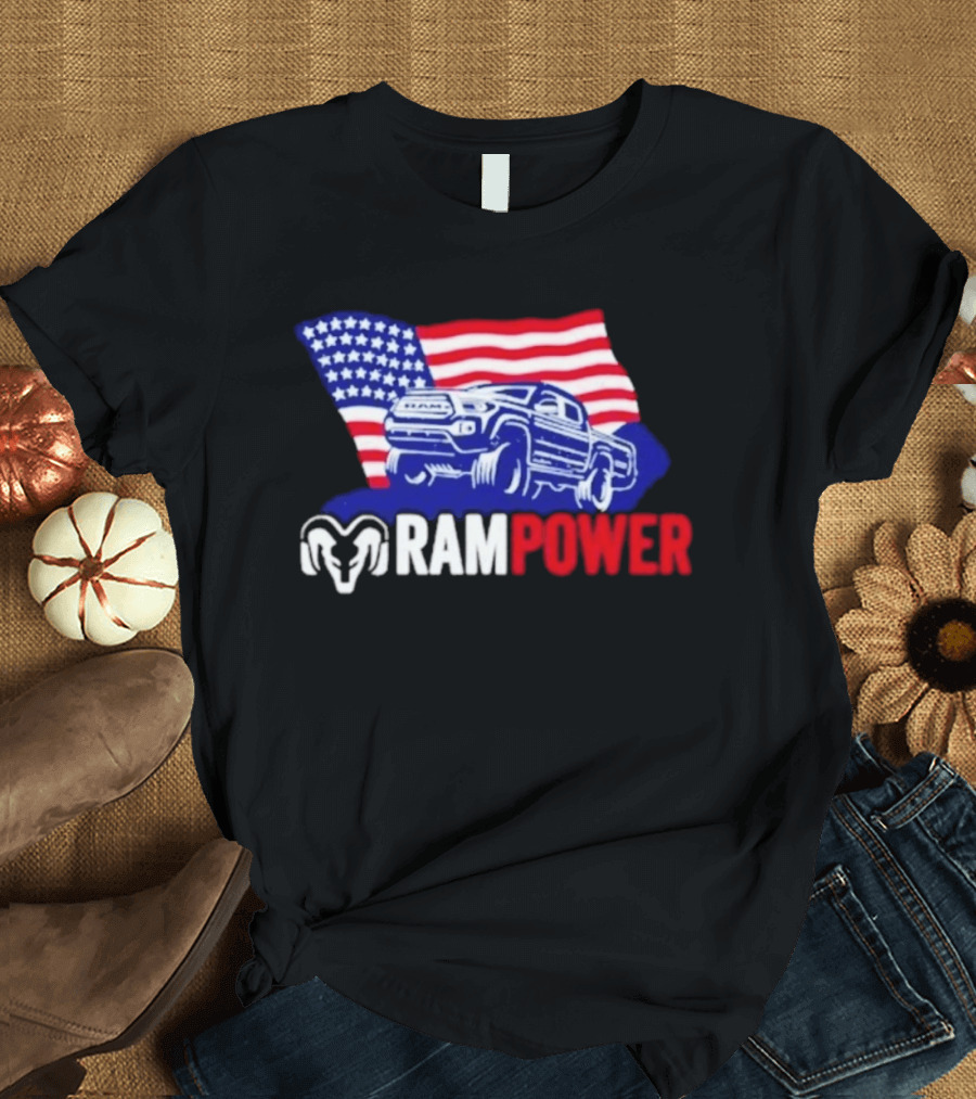 Ram Power Truck American Flag 2026 Patriotic T-Shirt
