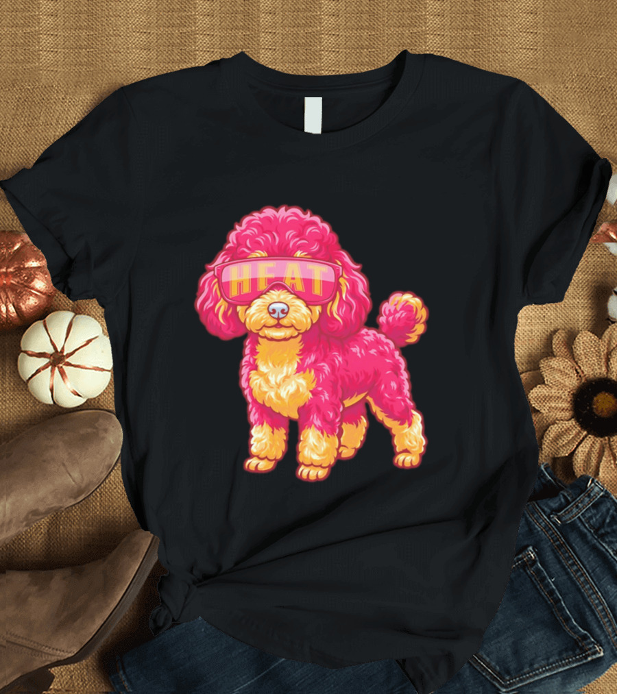 Miami Heat Teacup Poodle Cartoon HEAT Glasses T-Shirt