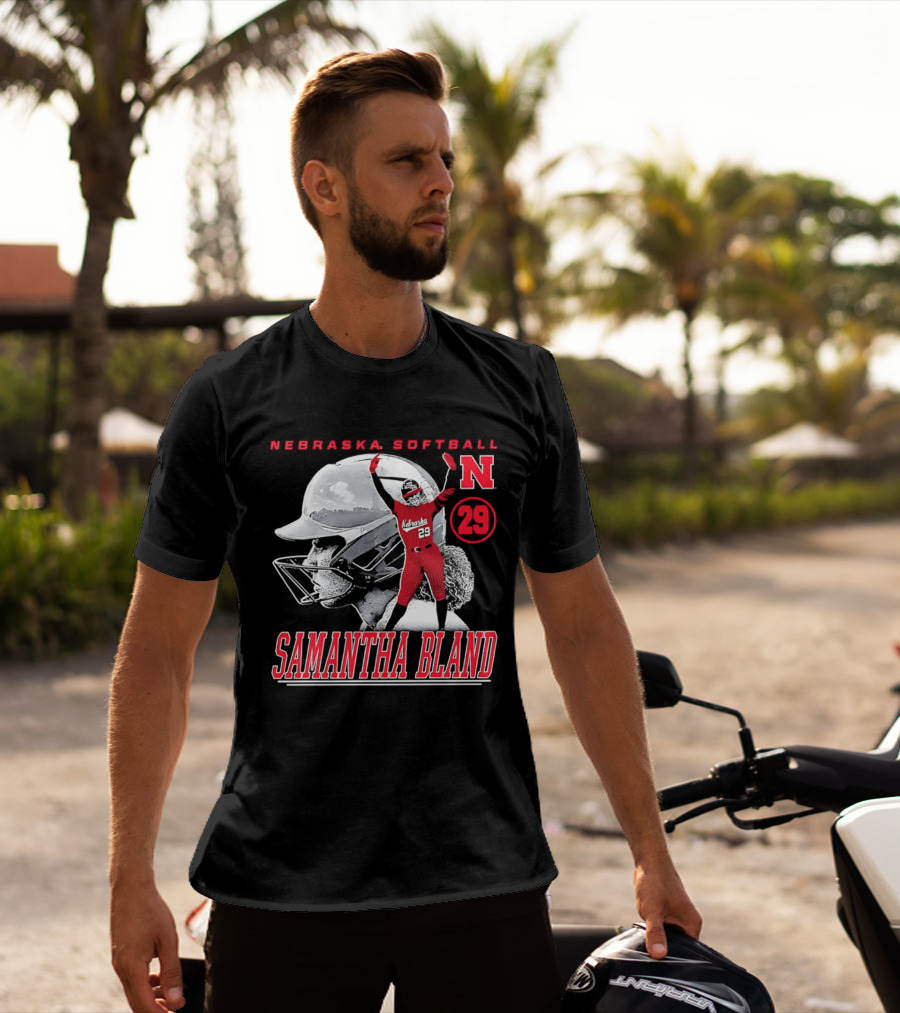Nebraska Softball Samantha Bland Number 29 Player Iconic N T-Shirt
