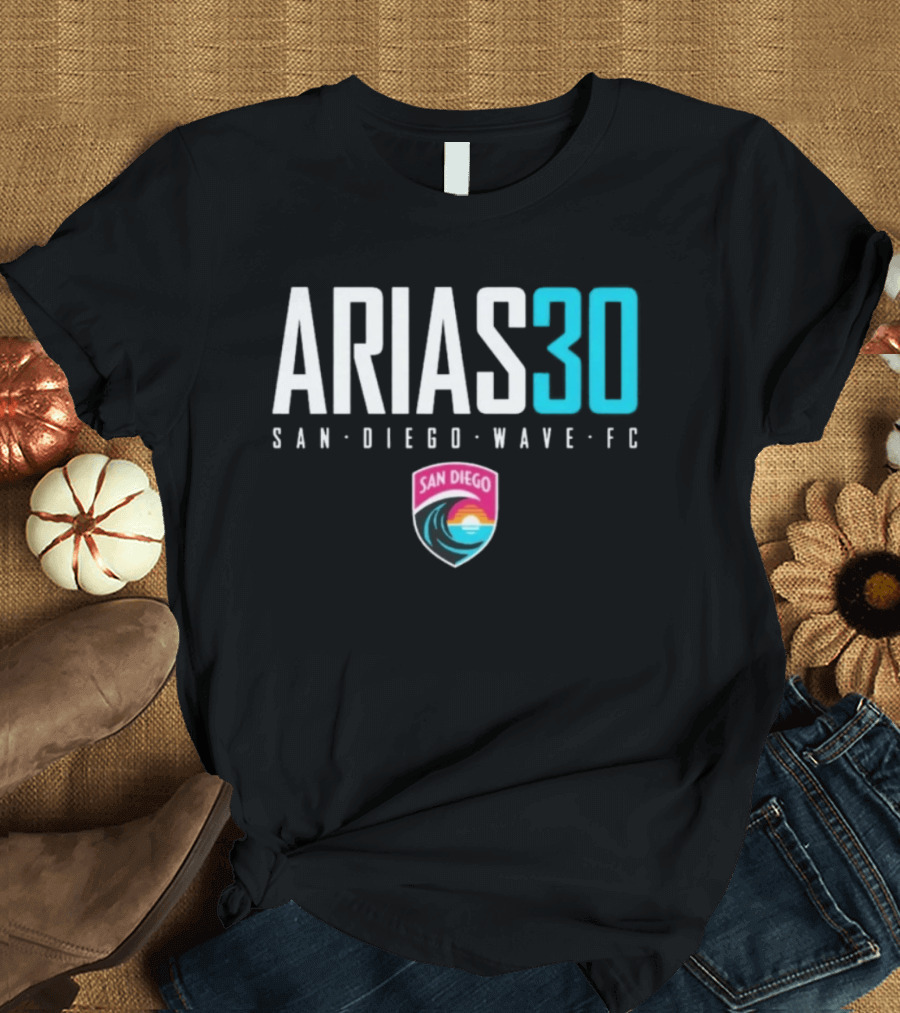 Arias 30 San Diego Wave FC Soccer NWSL Player Team Crest T-Shirt
