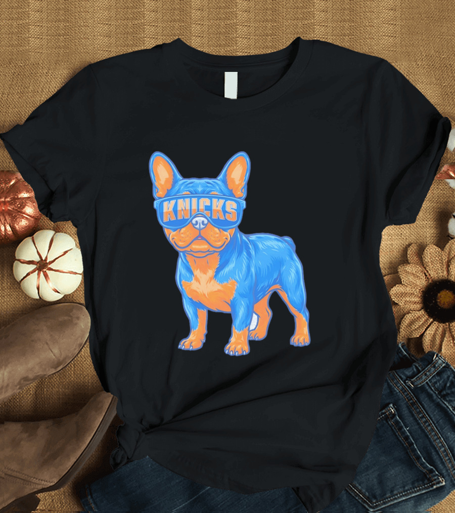 New York Knicks Bulldog Wearing Sunglasses T-Shirt