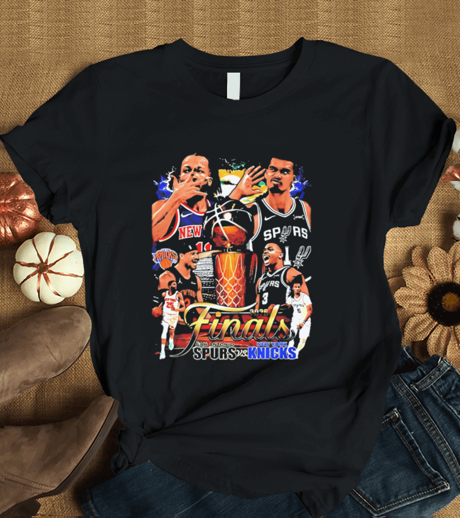 NY Knicks Finals Jalen Brunson Spurs Victor Wembanyama Basketball Matchup T-Shirt