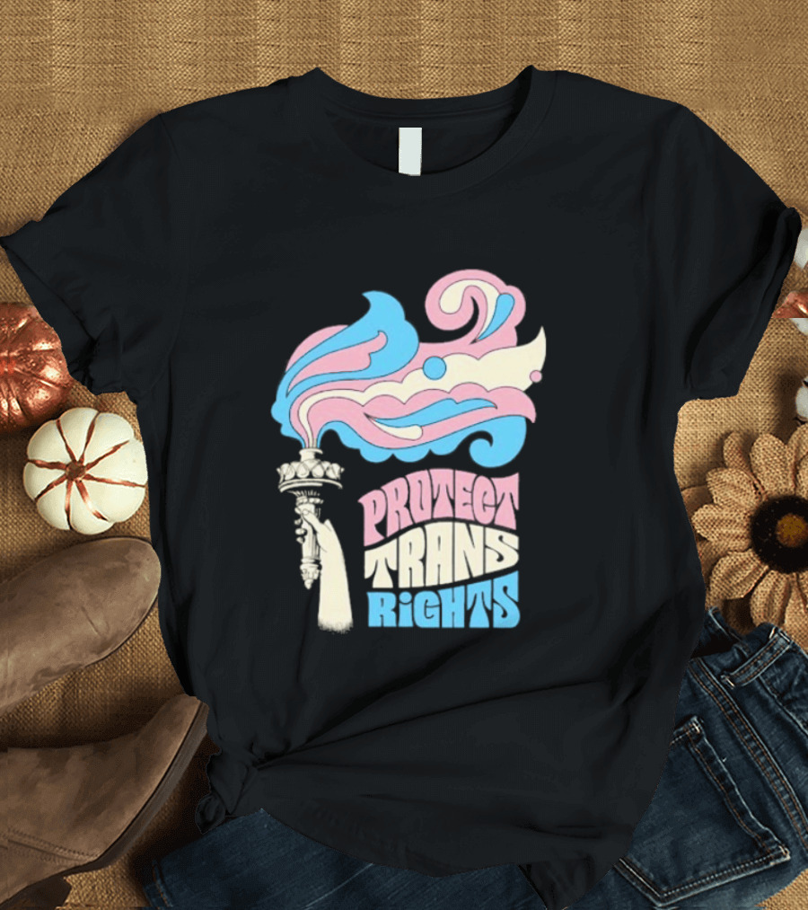 Protect Trans Rights Torch Symbol Bold Pride T-Shirt