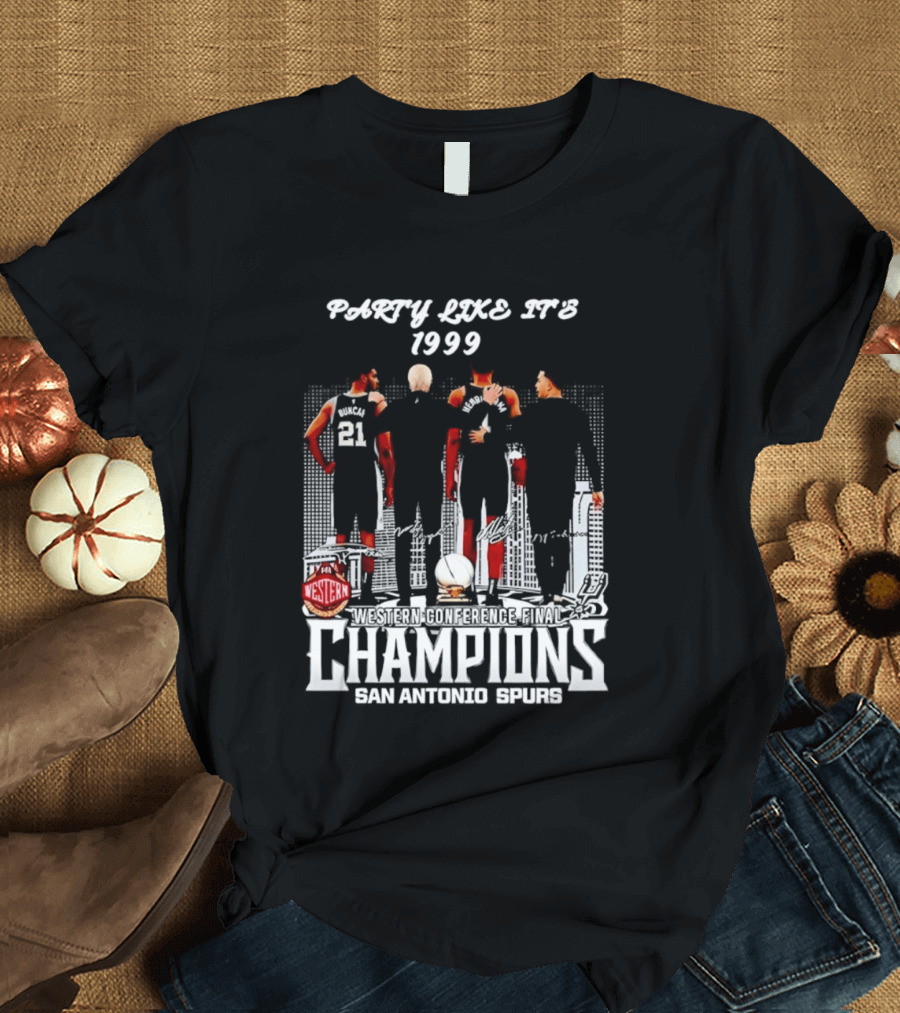Party Like It's 1999 San Antonio Spurs Champions Tim Duncan Gregg Popovich Victor Wembanyama T-Shirt