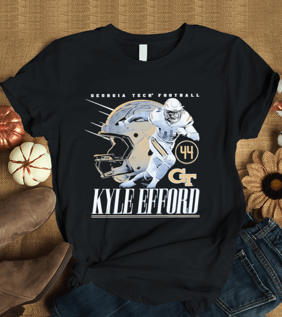 Georgia Tech Football Kyle Efford 44 GT Helmet T-Shirt