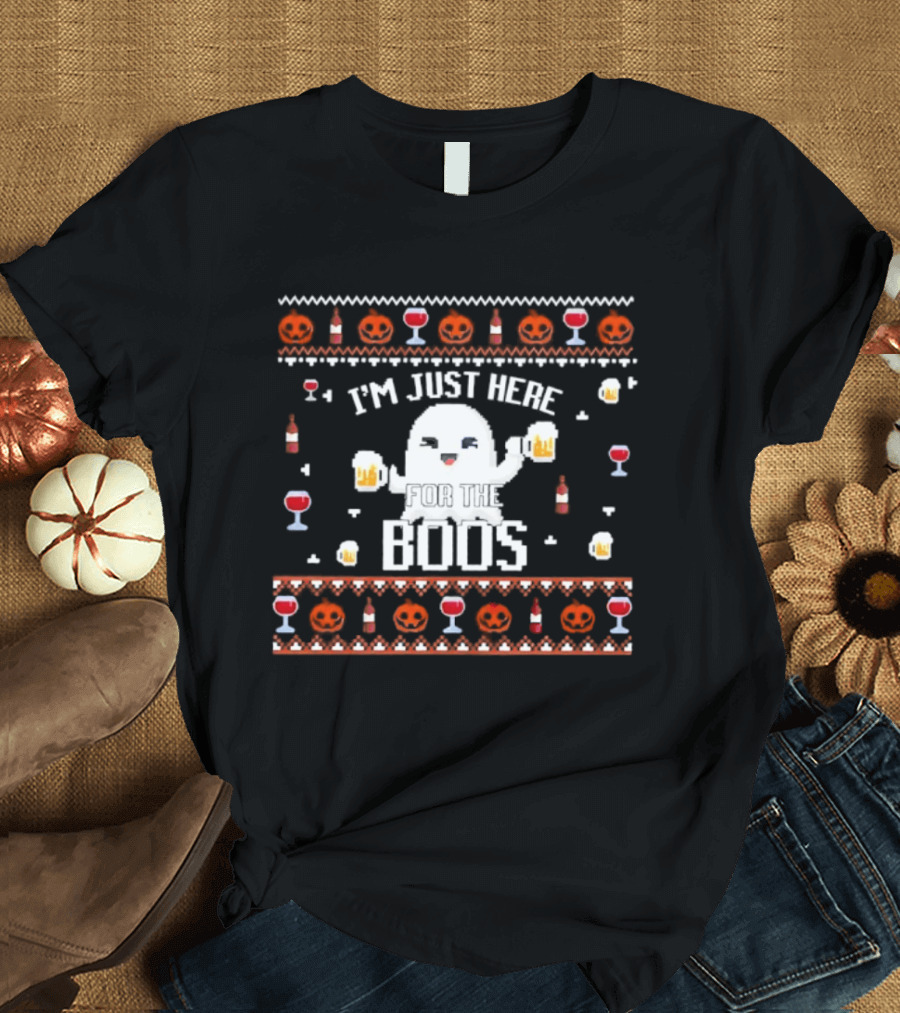 Halloween I'm Just Here For The Boos Busch Light Ghost Beer Pumpkins T-Shirt