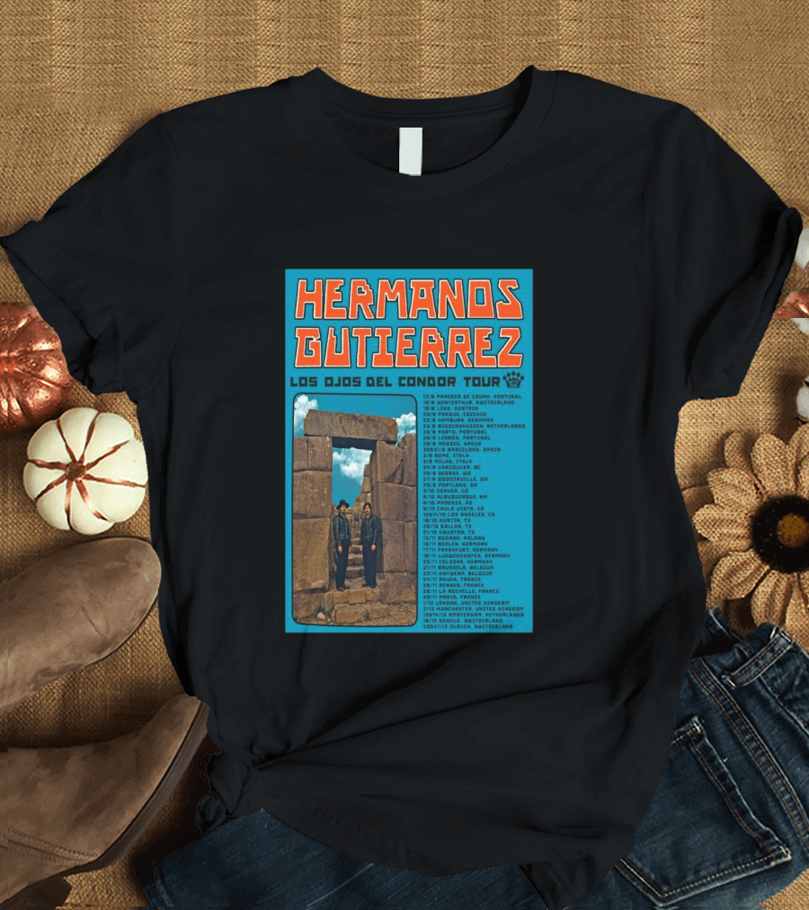 Hermanos Gutierrez Los Ojos Del Condor Tour 2026 Portugal Switzerland Germany Netherlands Spain USA Mexico Canada T-Shirt