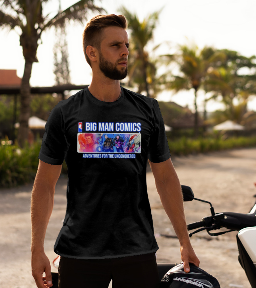 Big Man Comics Adventures For The Unconquered Dean Cain Action Heroes T-Shirt